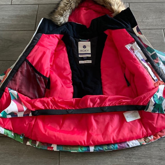 Girls Roxy Ski m/Snowboarding Jacket/Coat - Bright/Multicolored/Rainbow - Picture 7 of 16